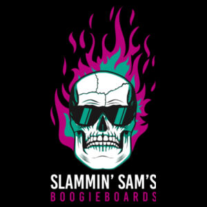 Slammin' Sam's Boogieboards Skull On Fire (Neon)  - Mens Stencil Hoodie Design