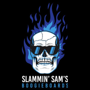 Slammin' Sam's Boogieboards Skull On Fire (Blue)  - Mens Stencil Hoodie Design