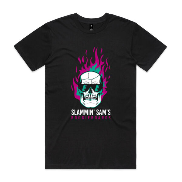 Slammin' Sam's Boogieboards Skull On Fire (Neon)  - Mens Staple T shirt Thumbnail